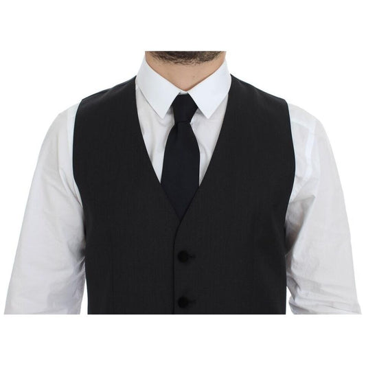 Dolce & Gabbana Gray Wool Formal Dress Vest Gilet Weste
