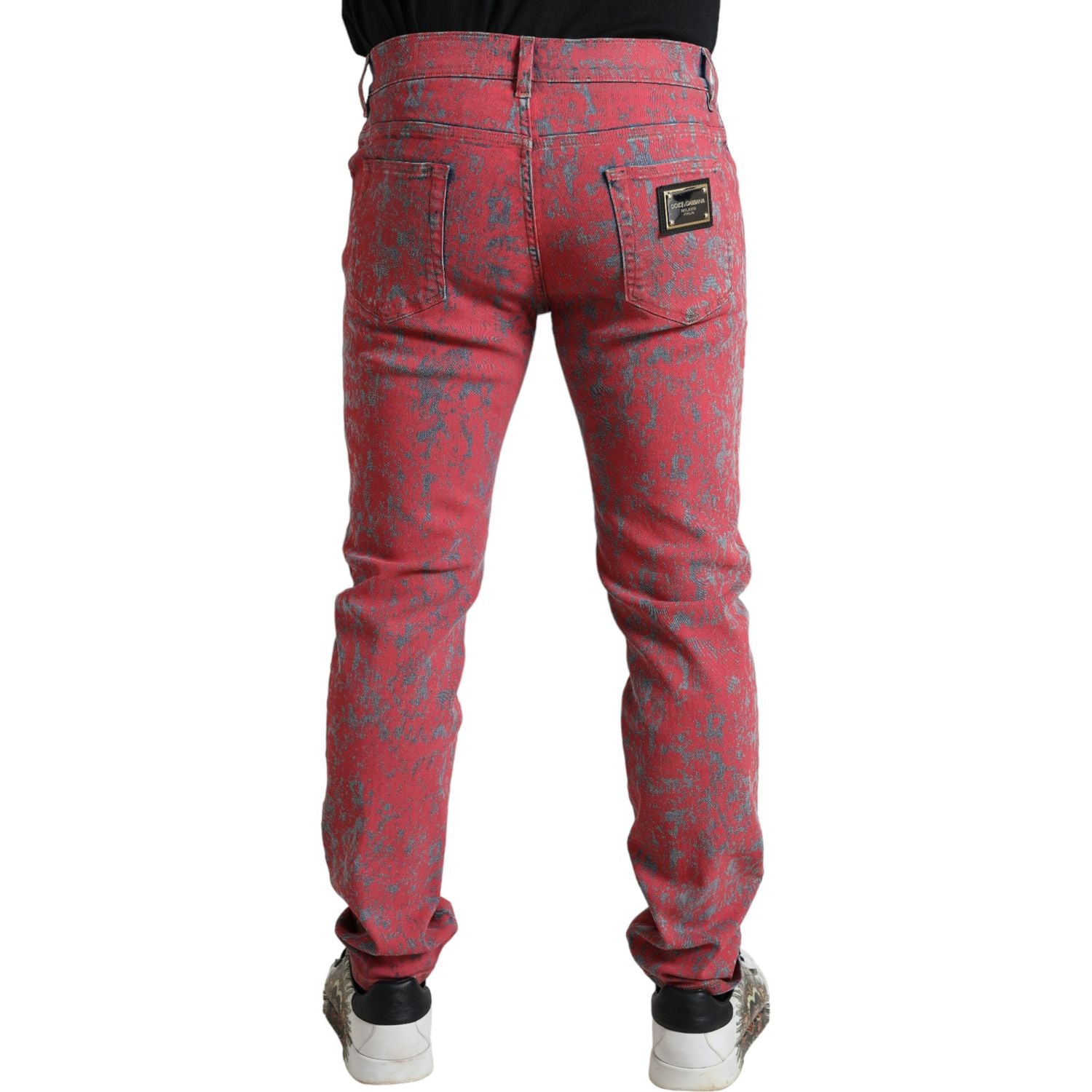 Dolce & Gabbana Red Cotton Dye Slim Fit Men Denim Jeans