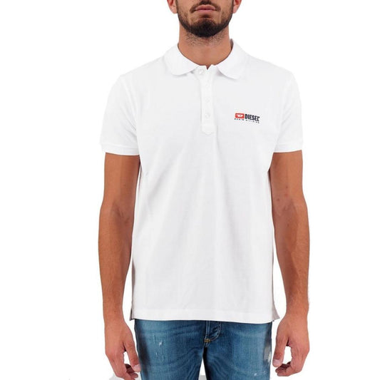 Diesel Elegant White Cotton Polo Shirt with Contrasting Logo DI-12001-XL