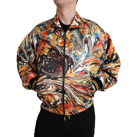 Dolce & Gabbana Multicolor Abstract Polyester Bomber Jacket JKT3763-50