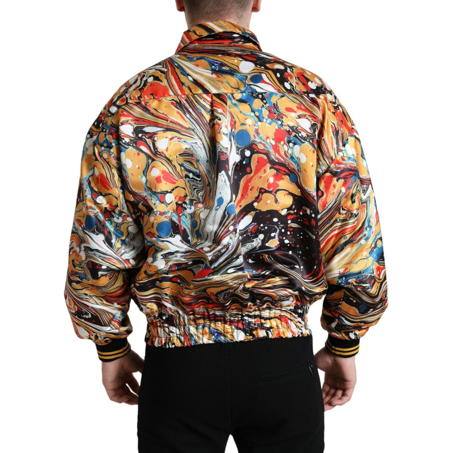 Dolce & Gabbana Multicolor Abstract Polyester Bomber Jacket JKT3763-50