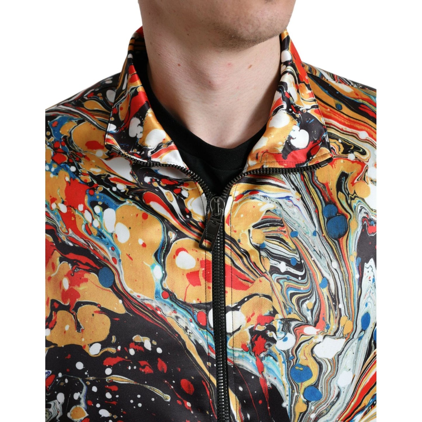 Dolce & Gabbana Multicolor Abstract Polyester Bomber Jacket JKT3763-50