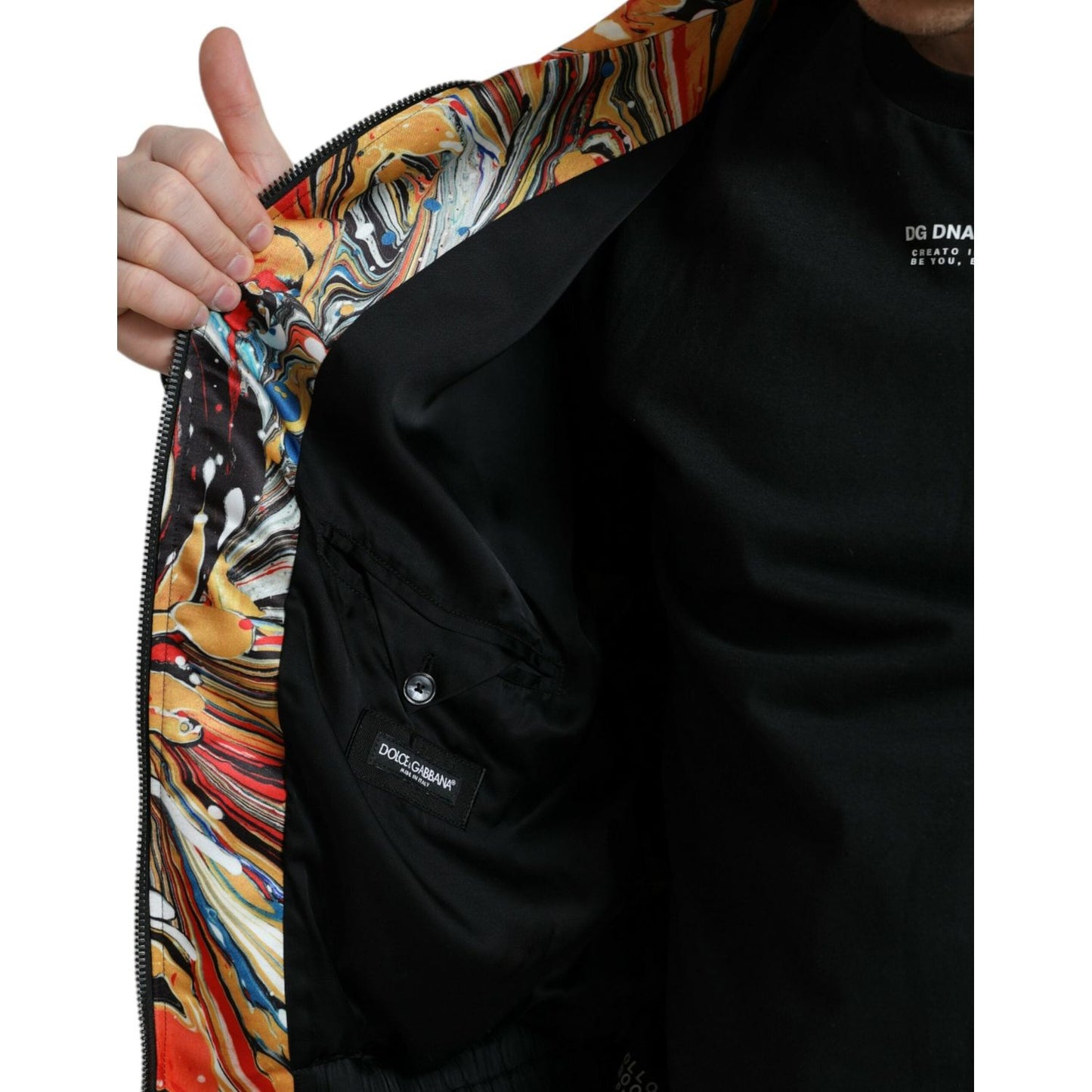 Dolce & Gabbana Multicolor Abstract Polyester Bomber Jacket JKT3763-50