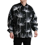 Dolce & Gabbana Black Floral Print Wool Button Down Bomber Jacket JKT3772-54