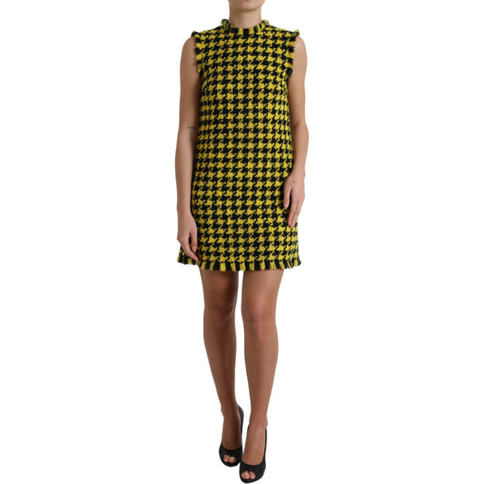 Dolce & Gabbana Yellow Houndstooth Sleeveless Aline Mini Dress DR28964-40