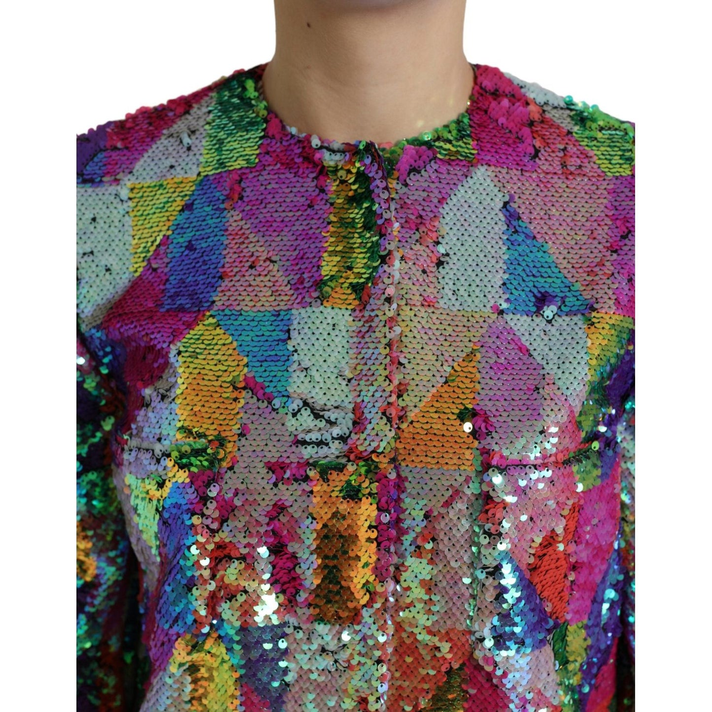 Dolce & Gabbana Multicolor Polyester Sequined Coat Jacket JKT3724-40