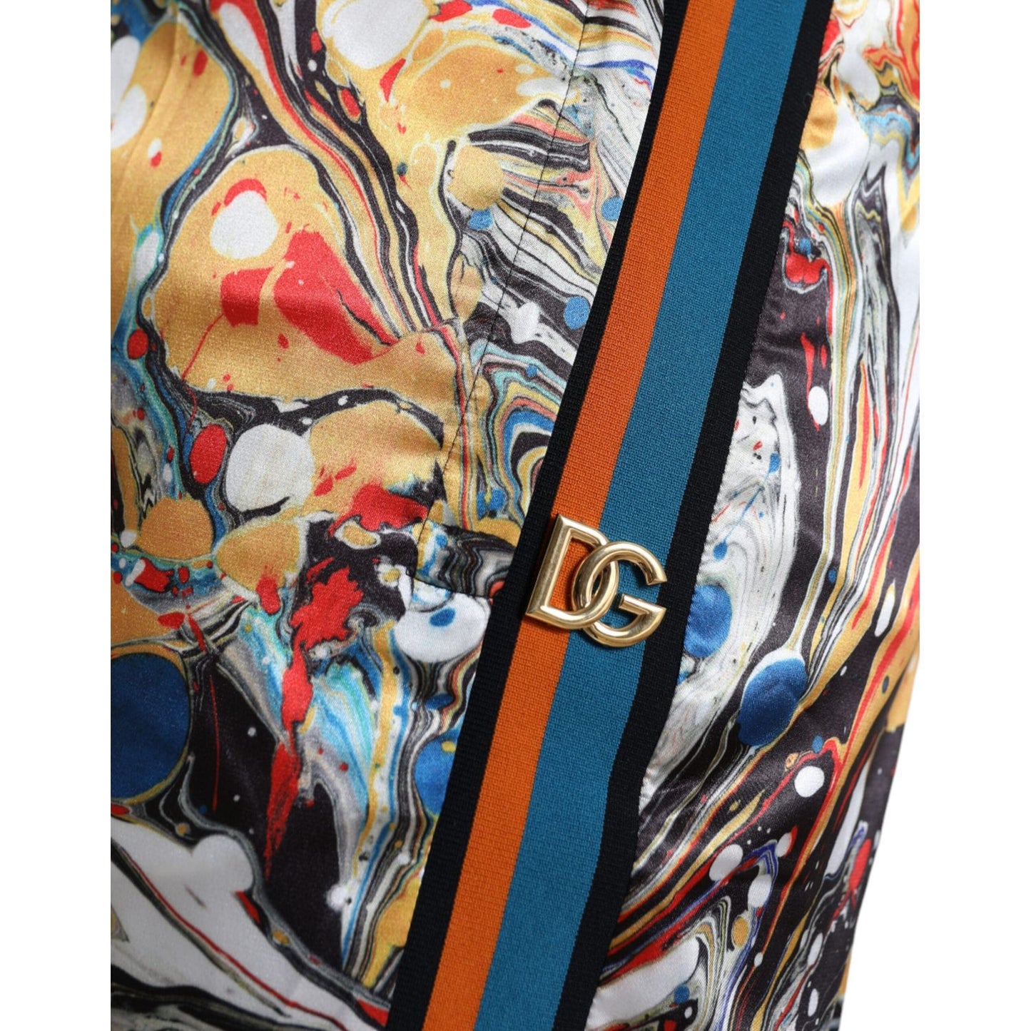 Dolce & Gabbana Multicolor Marble Print Satin Pants