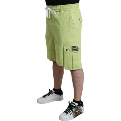 Dolce & Gabbana Light Green Cotton Men Cargo Bermuda Shorts