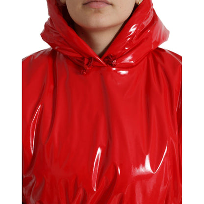 Dolce & Gabbana Shiny Red Hooded Cropped Short Coat Jacket