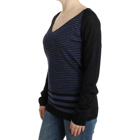Costume National Black striped V-neck sweater SIG12052-1