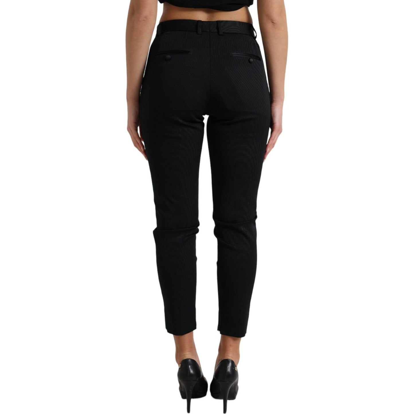 Dolce & Gabbana Black Mid Waist Skinny Cropped Pants