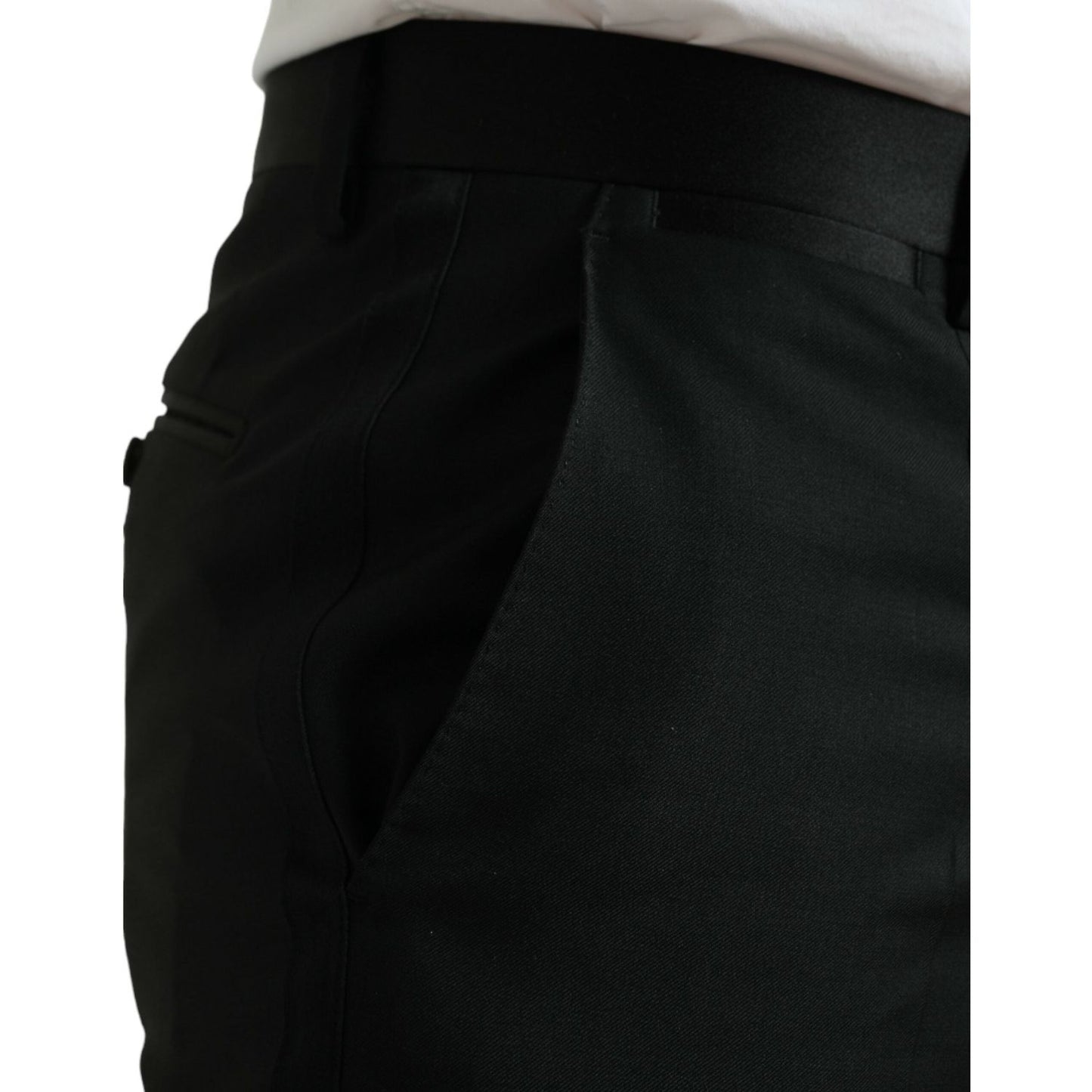 Dolce & Gabbana Black Wool Slim Fit Formal Trouser Dress Pants