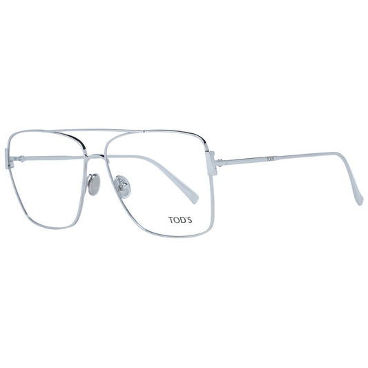 Alt Tag: Tod's Silver Women Glasses Frame, metal full-rim rectangle design with demo lenses, perfect for elegant eyewear style.