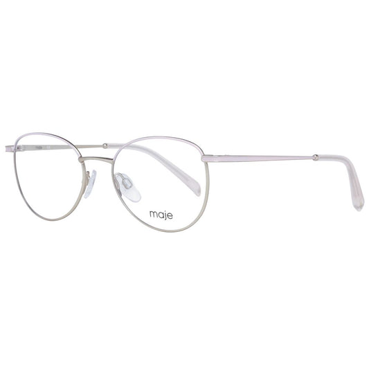Maje Gold Women Glasses Frame with full-rim oval design, metal material, lens width 50mm, bridge 17mm, temple length 135mm.