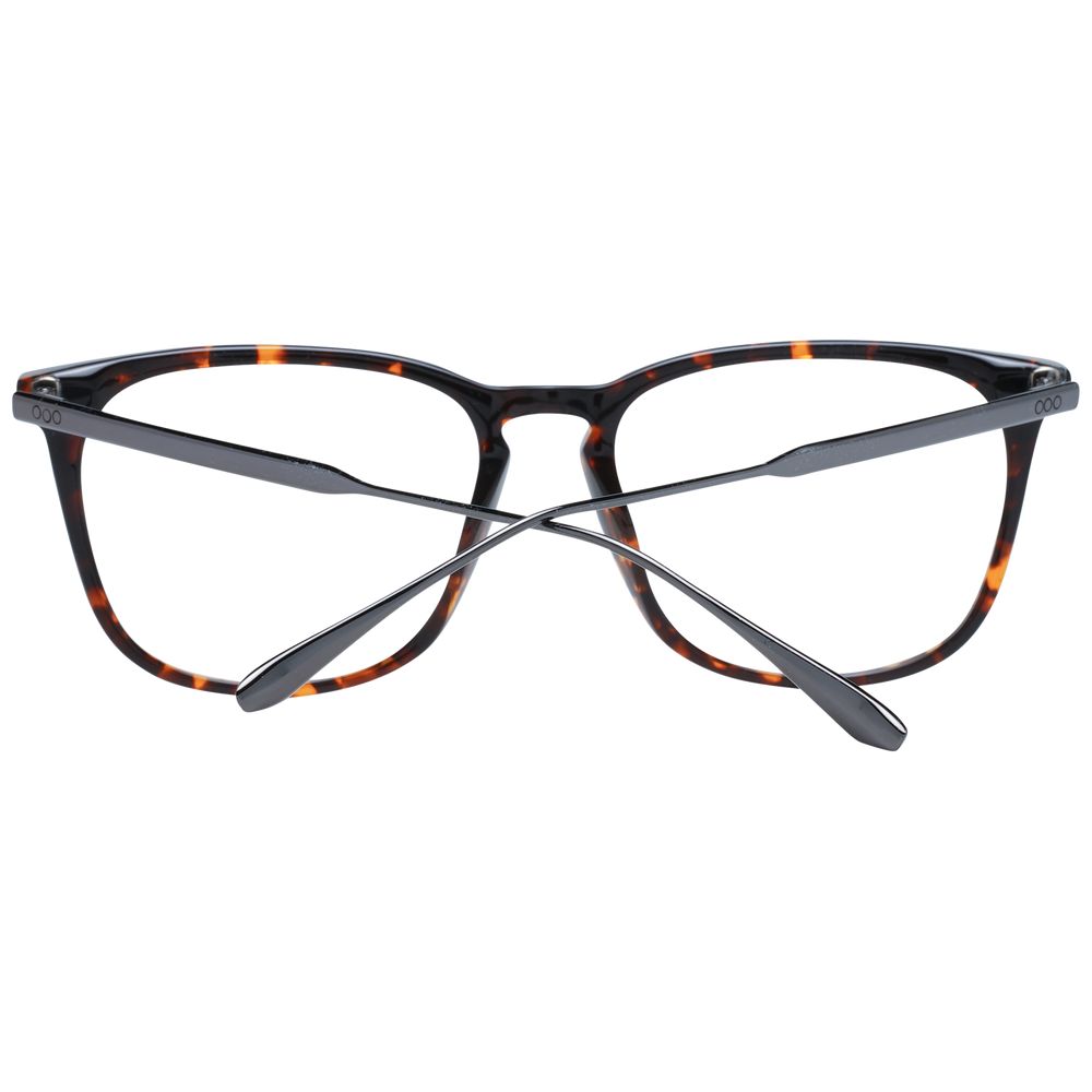 Sandro Brown Men Glasses Frame, acetate full-rim design, 55-17-145, trapezium shape.