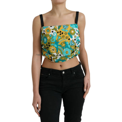 Dolce & Gabbana Multicolor Floral Sleeveless Cropped Top