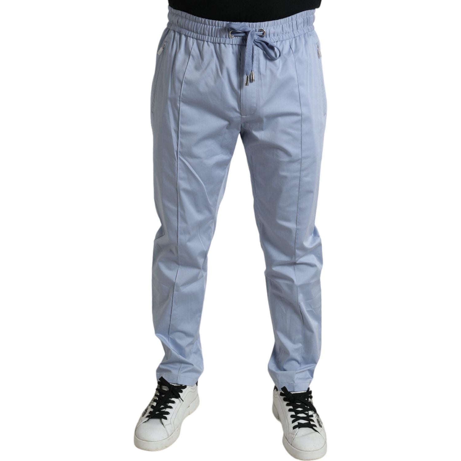 Dolce & Gabbana Light Blue Cotton Stretch Jogger Pants