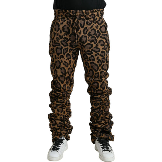 Dolce & Gabbana Brown Leopard Jacquard Jogger Pants PAN75042-50