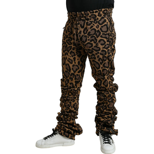 Dolce & Gabbana Brown Leopard Jacquard Jogger Pants PAN75042-50