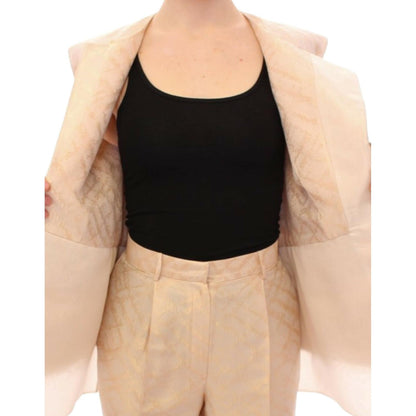 Zeyneptosun Beige brocade sleeveless jacket Coats & Jackets