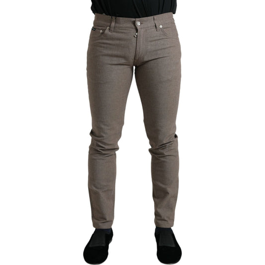 Dolce & Gabbana Brown Cotton Stretch Skinny Men Pants PAN75044-48