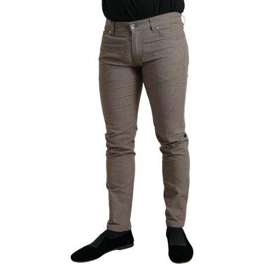 Dolce & Gabbana Brown Cotton Stretch Skinny Men Pants PAN75044-48