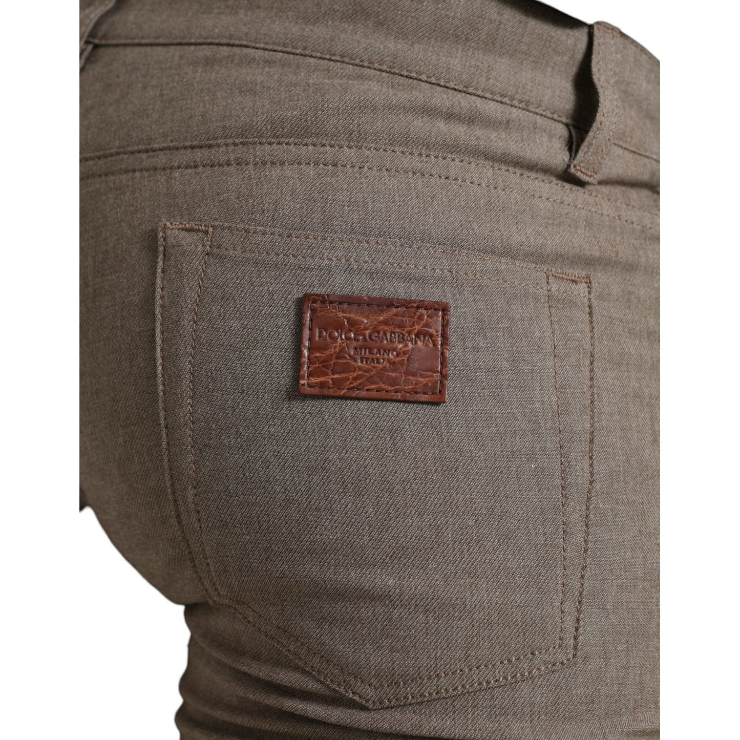 Dolce & Gabbana Brown Cotton Stretch Skinny Men Pants