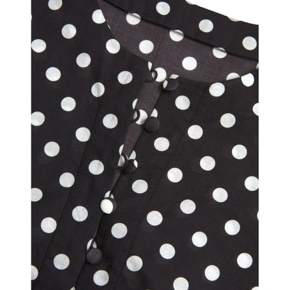 Dolce & Gabbana Black White Polka Dot Nylon Shift Mini Dress