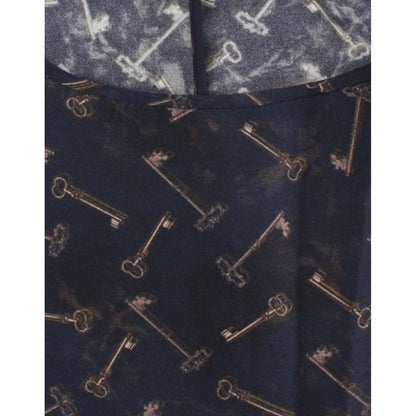 Dolce & Gabbana Blue gold key print silk blouse
