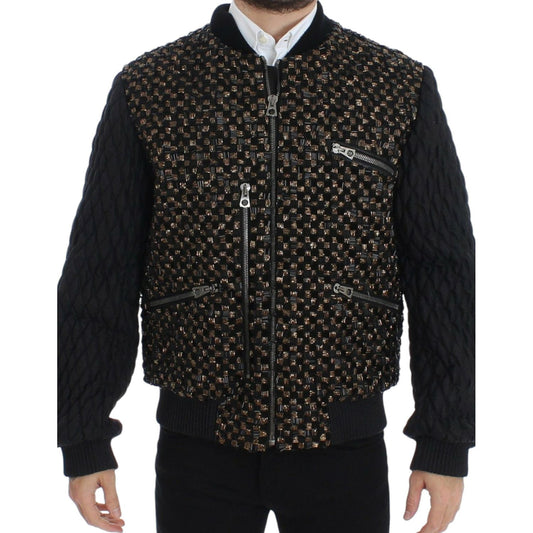 Dolce & Gabbana Black Sequined Goatskin Jacket SIG12189-1