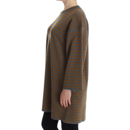 Dolce & Gabbana Oversized Gray Yellow Striped Sweater Top