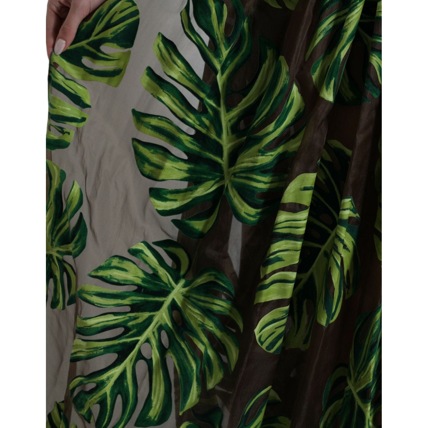 Dolce & Gabbana Green Banana Leaf Sleeveless Long Maxi Dress