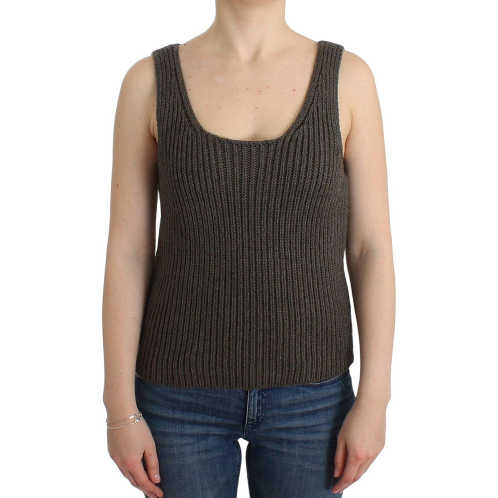 Ermanno Scervino Gray Knit Top Knitted Sweater Merino Wool