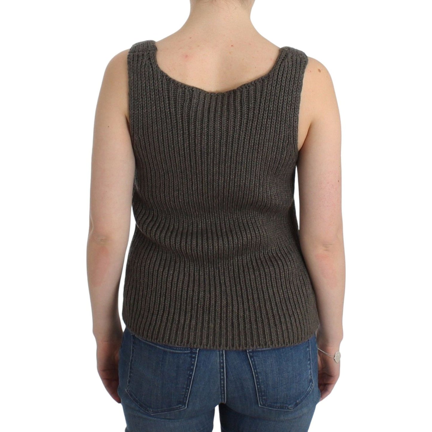 Ermanno Scervino Gray Knit Top Knitted Sweater Merino Wool