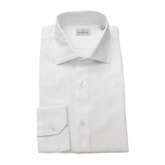 Bagutta White Cotton Men's Classic Shirt