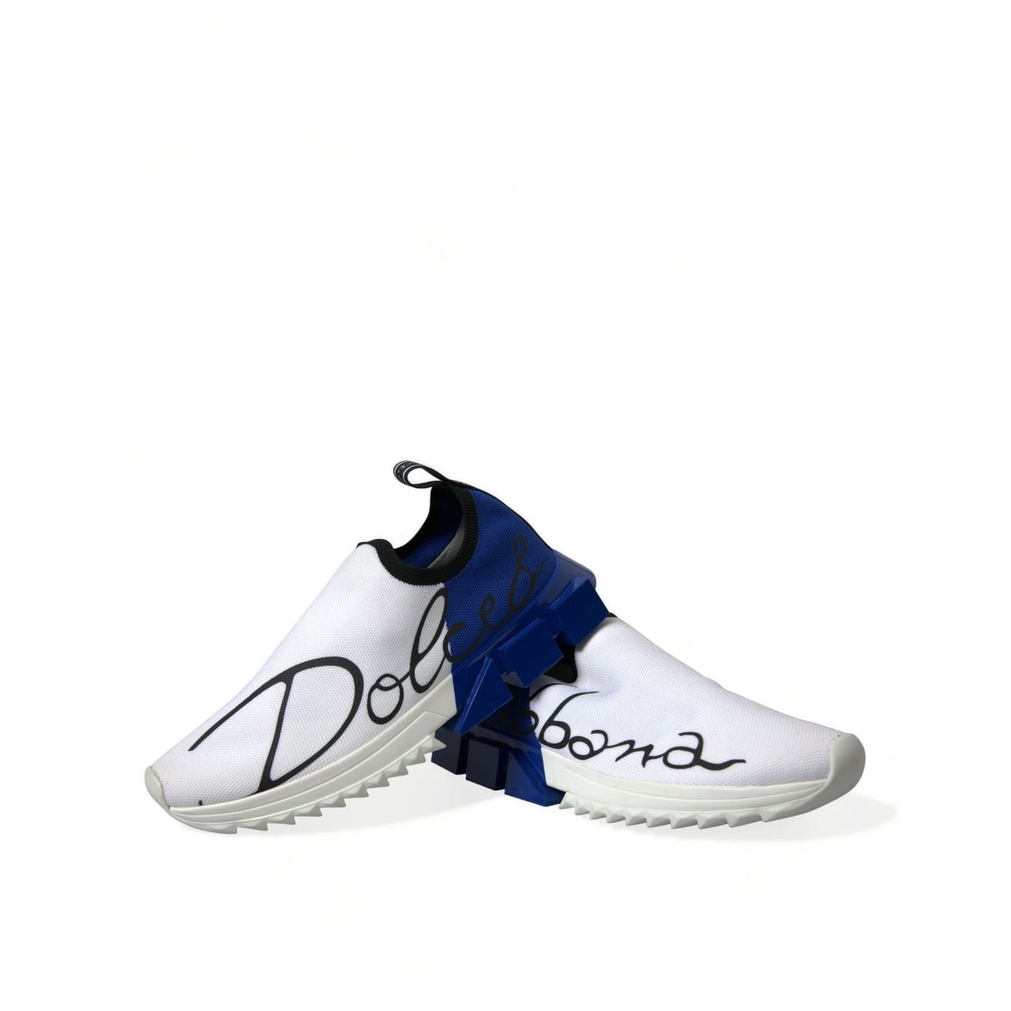 Dolce & Gabbana White Blue Sorrento Low Top Men Casual Sneakers Shoes