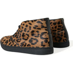 Dolce & Gabbana Brown Leopard Pony Hair Leather Sneakers Shoes MV5436-43.5