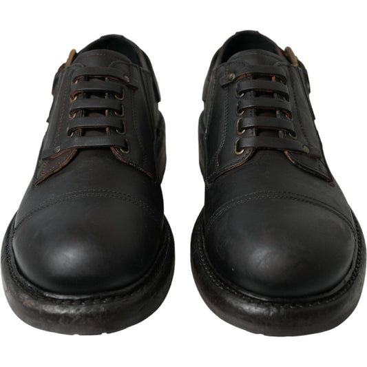 Dolce & Gabbana Brown Leather Lace Up Derby Men Dress Shoes MV5442-45