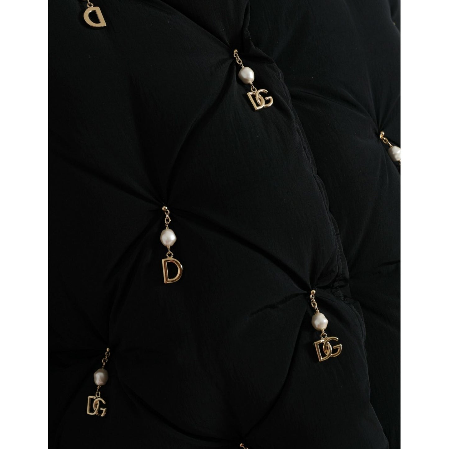 Dolce & Gabbana Black Embellished Quilted Shell Bomber Jacket