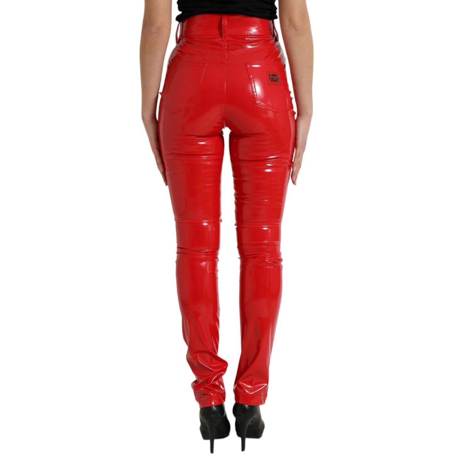 Dolce & Gabbana Shiny Red High Waist Skinny Pants