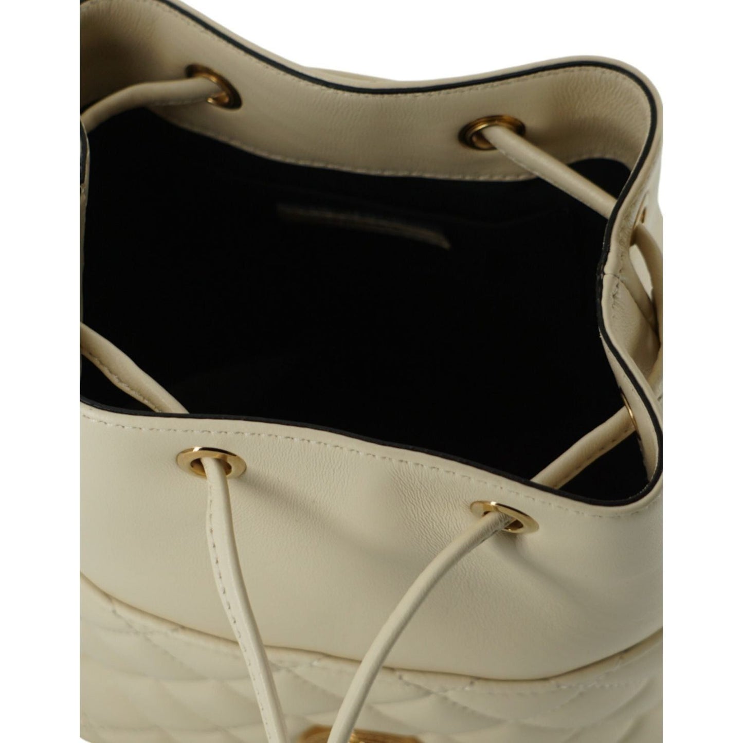 Versace Elegant Small White Leather Bucket Shoulder Bag