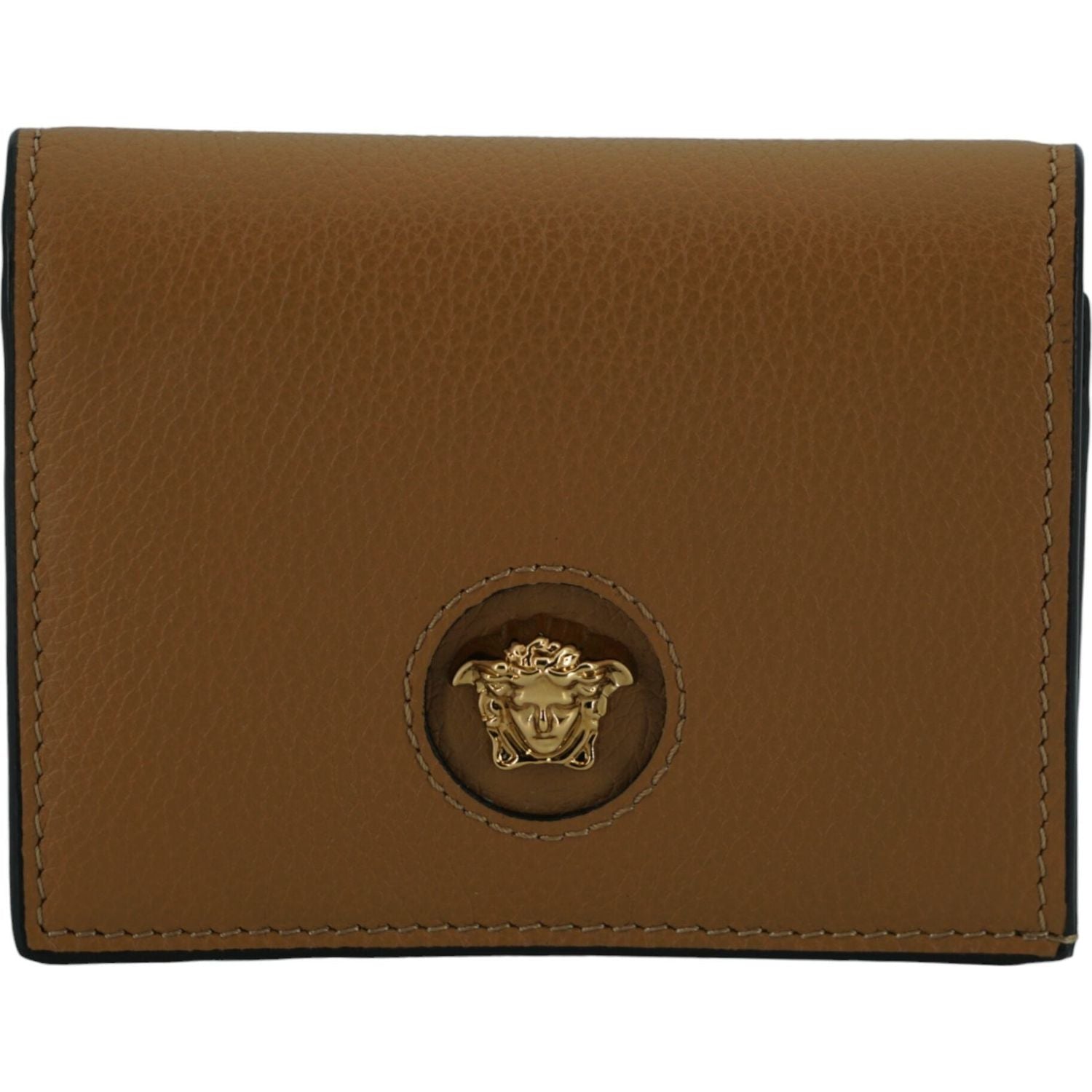 Versace Elegant Compact Leather Wallet in Brown