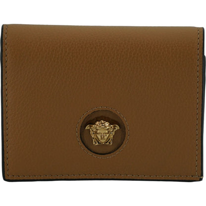 Versace Elegant Compact Leather Wallet in Brown
