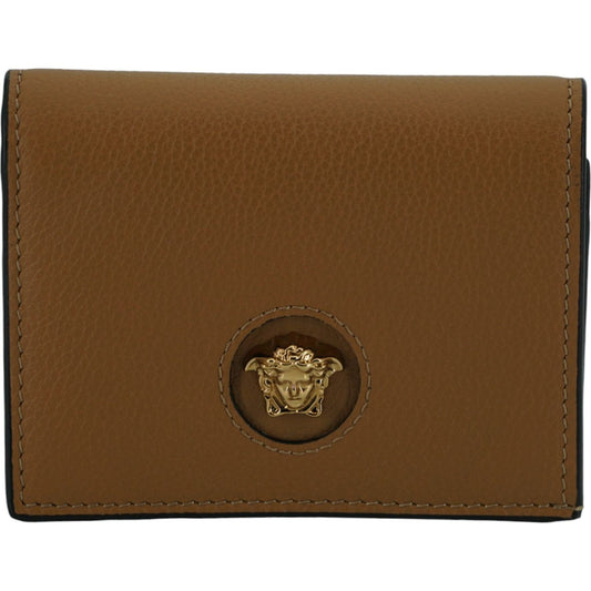 Versace Elegant Compact Leather Wallet in Brown 8054712459283