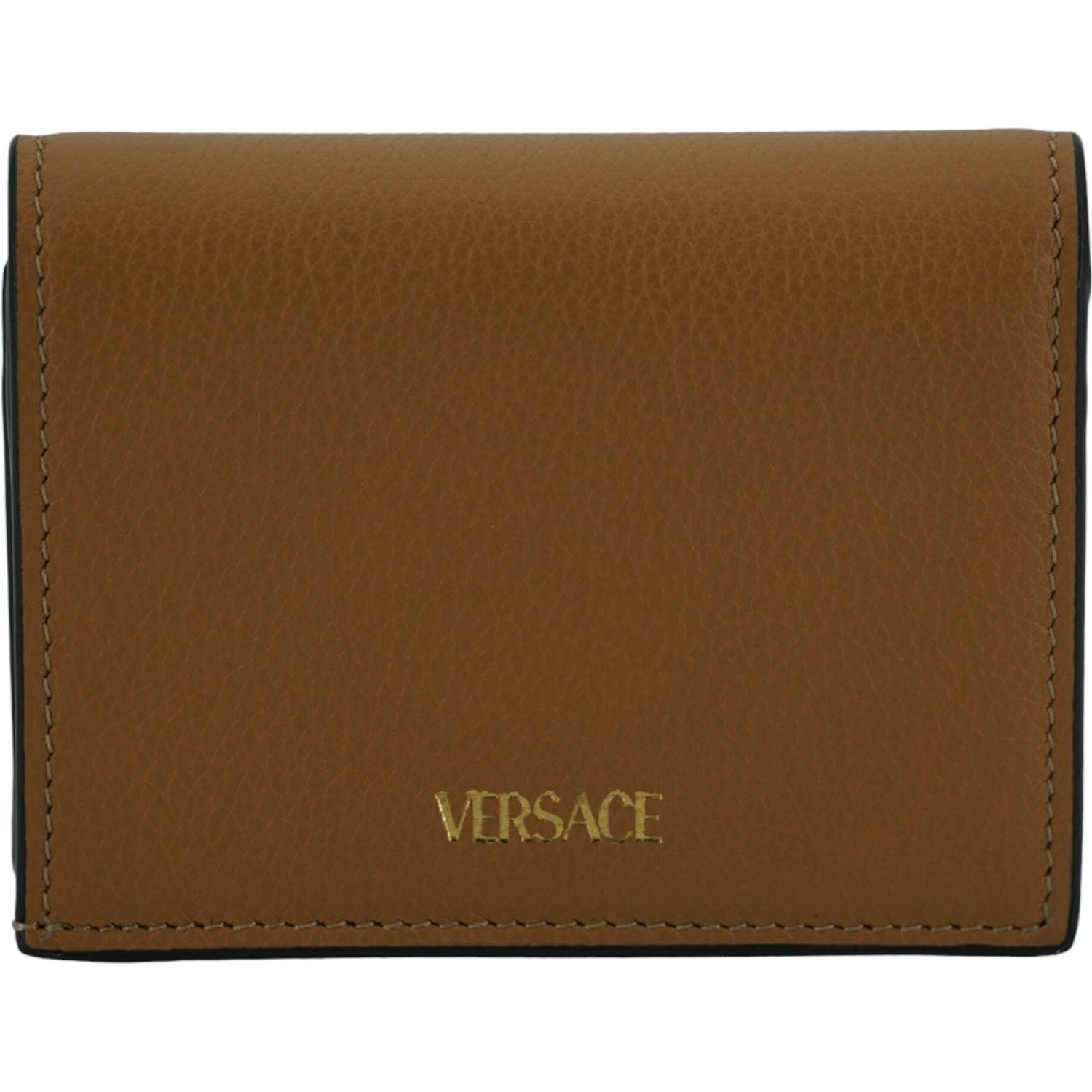 Versace Elegant Compact Leather Wallet in Brown