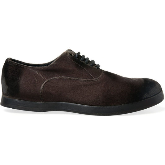Dolce & Gabbana Brown Velvet Men Lace Up Oxford Dress Shoes MV5328-41