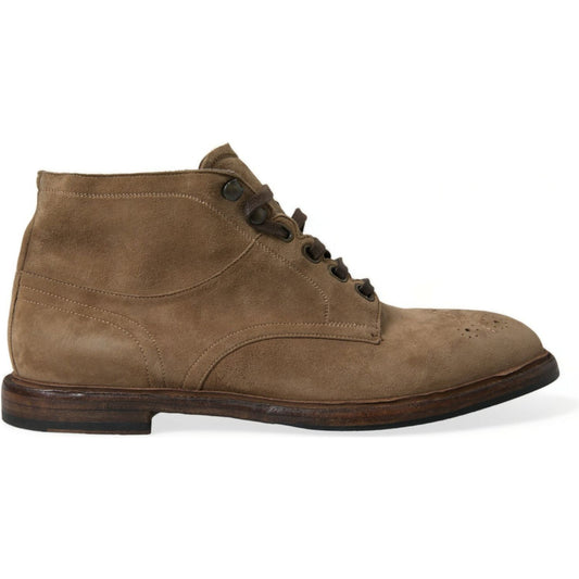 Dolce & Gabbana Brown Leather Lace Up Ankle Boots Shoes MV5391-41.5