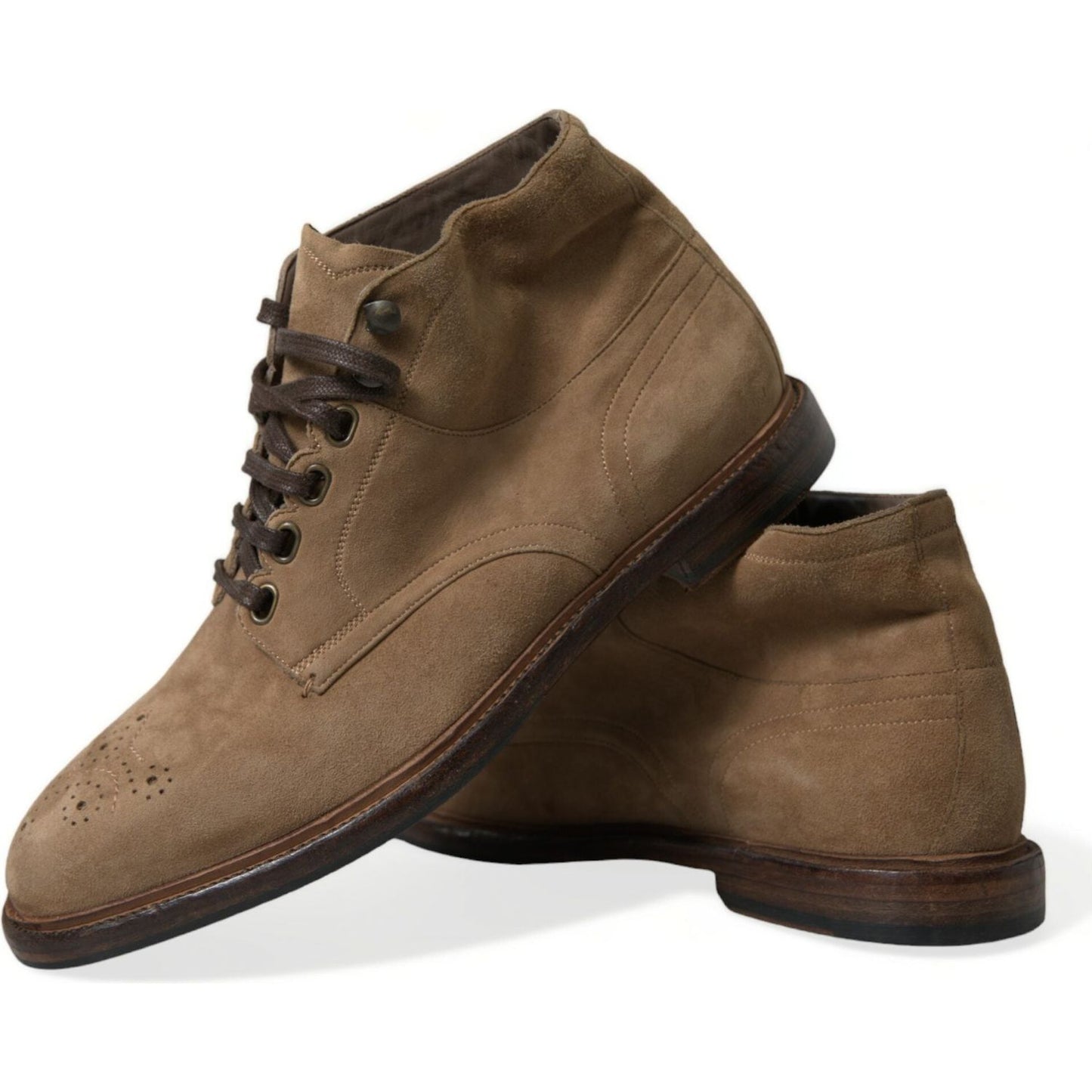 Dolce & Gabbana Brown Leather Lace Up Ankle Boots Shoes MV5391-41.5