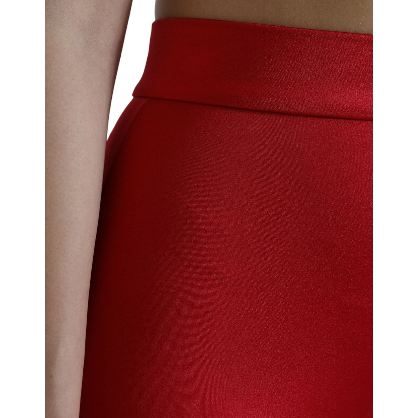 Dolce & Gabbana Red Stretch High Waist Cropped Leggings Pants