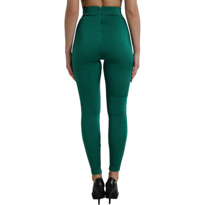 Dolce & Gabbana Green Nylon Stretch Slim Leggings Pants